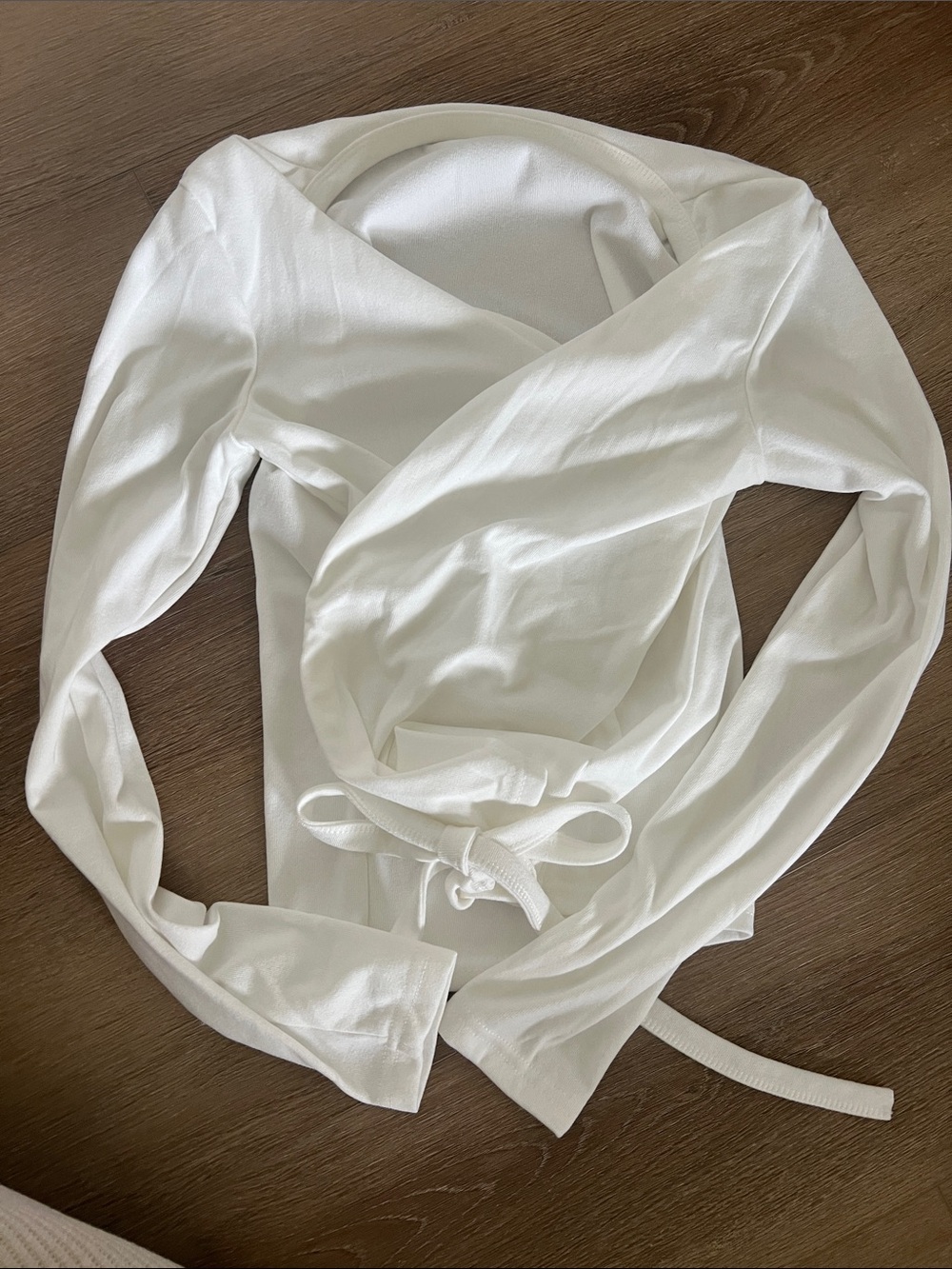 White Wrap-Style Long Sleeve Top - Unbranded
